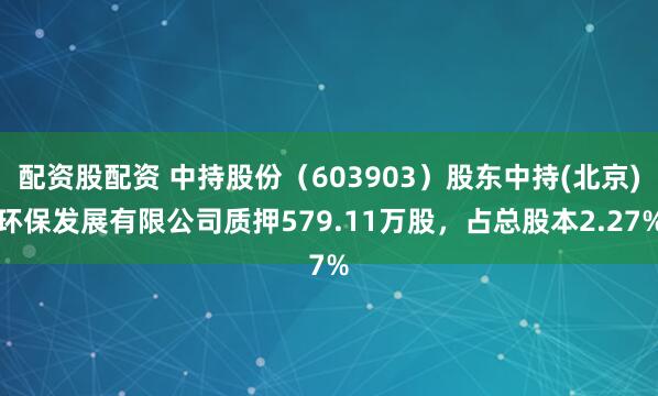 配资股配资 中持股份（603903）股东中持(北京)环保发展有限公司质押579.11万股，占总股本2.27%