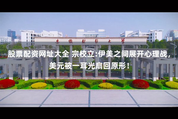 股票配资网址大全 宗校立:伊美之间展开心理战，美元被一耳光扇回原形！