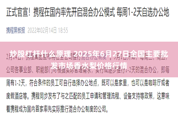炒股杠杆什么原理 2025年6月27日全国主要批发市场香水梨价格行情