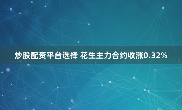 炒股配资平台选择 花生主力合约收涨0.32%